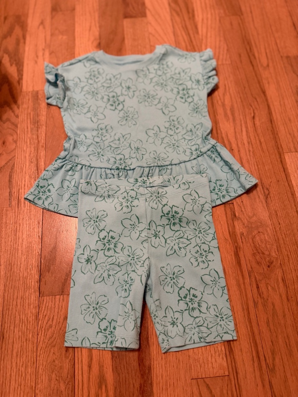 Cat & Jack Light Blue Floral Kids Matching Set